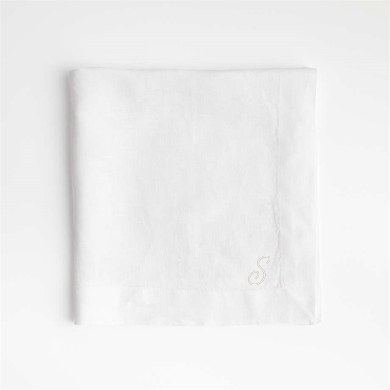 View Personalized Marin White EUROPEAN FLAX ™-Certified Linen Napkin, Set of 4 details