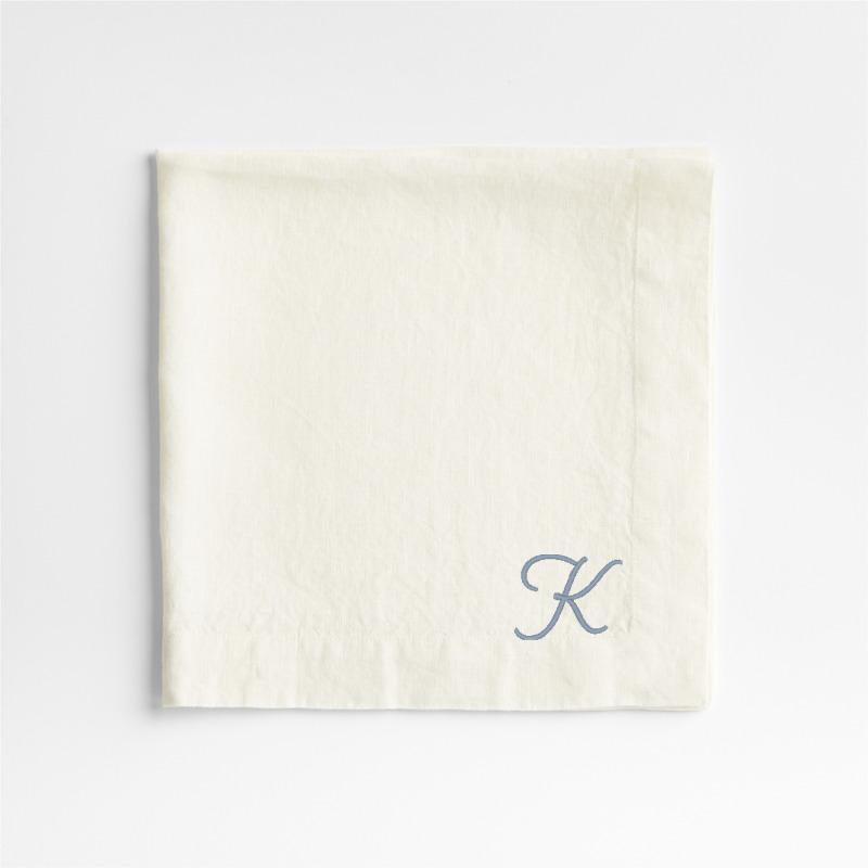 View Personalized Marin Arctic Ivory EUROPEAN FLAX ™-Certified Linen Napkin, Set of 8 details