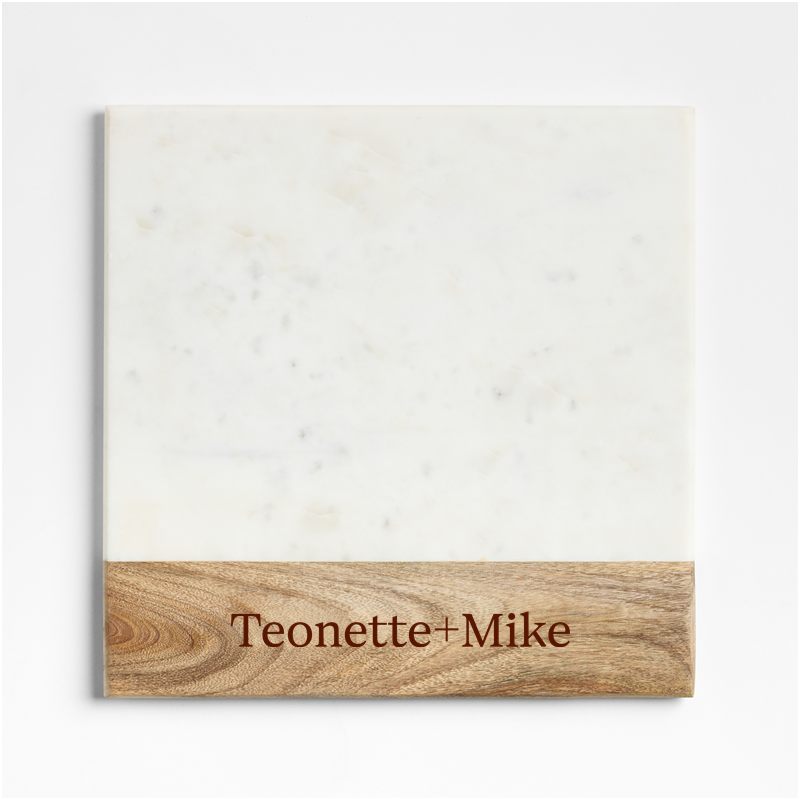 View Personalized Wood Marble Square Platter details