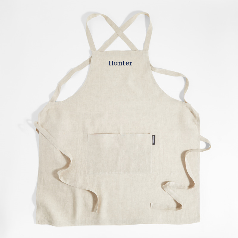 View Personalized Marin Natural Tan European Flax ®-Certified Cotton Apron details