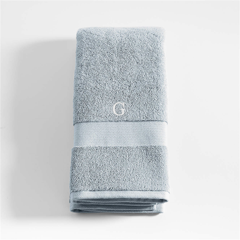 View Personalized Classic Organic Turkish Cotton Mist Blue Hand Towel details