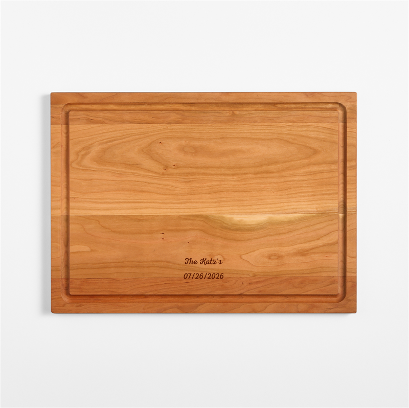 View Personalized Crate & Barrel Reversible Cherry Wood Cutting Board 20"x15"x0.75" details