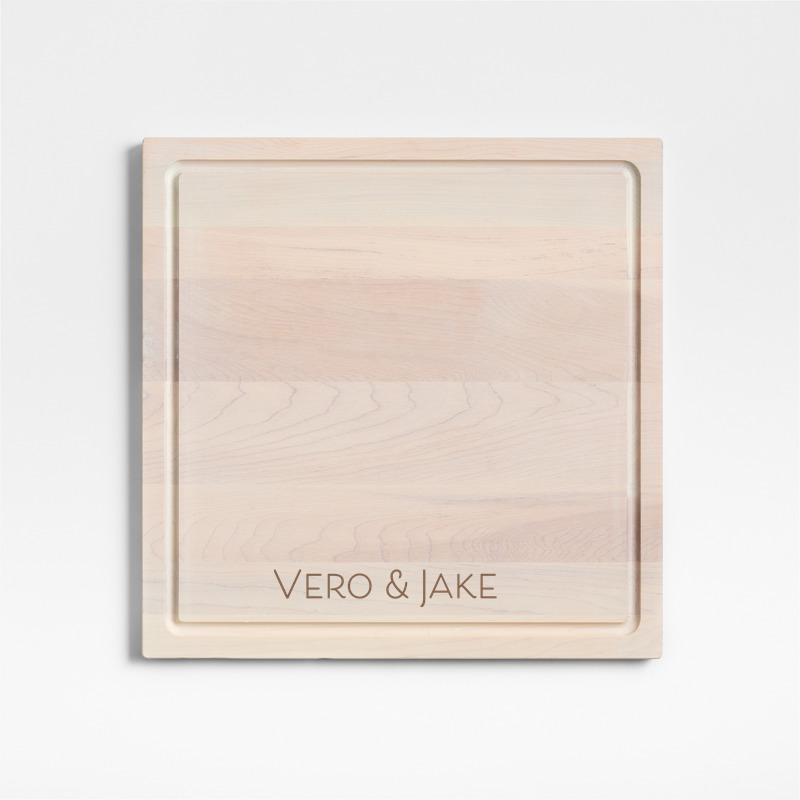 View Personalized Crate & Barrel Reversible Maple Wood Cutting Board 16"x16"x0.75" details