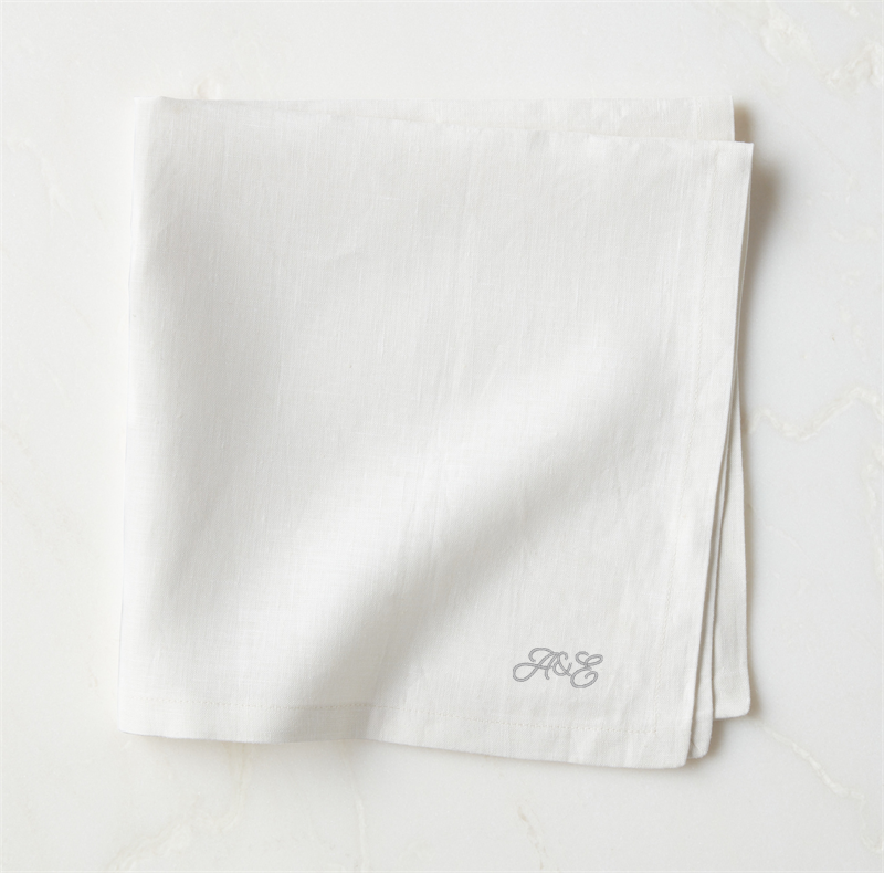 View Personalized Bolt White Linen Napkins Set of 8 details