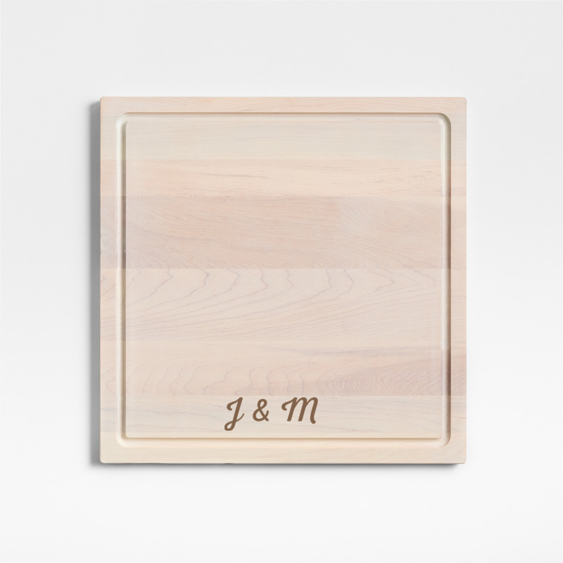 View Personalized Crate & Barrel Reversible Maple Wood Cutting Board 16"x16"x0.75" details