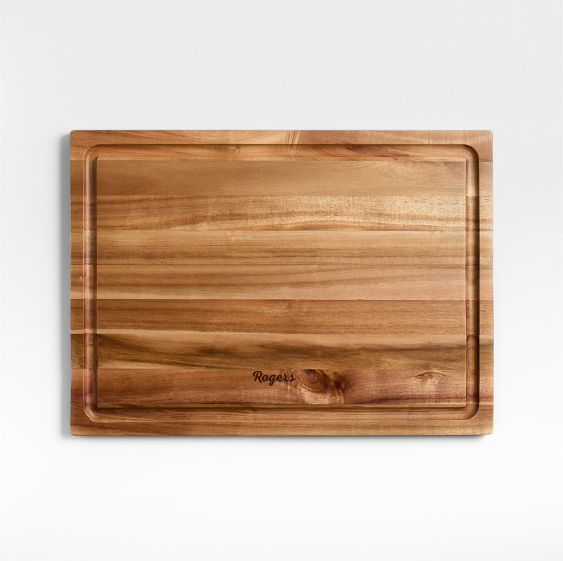 View Personalized Crate & Barrel Acacia Wood Cutting Board 18"x13"x0.75" details
