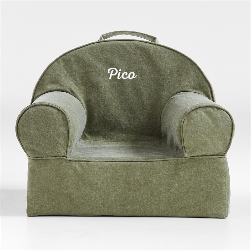 View Personalized Small Cyprus Green Organic Cotton Kids Lounge Nod Chair details