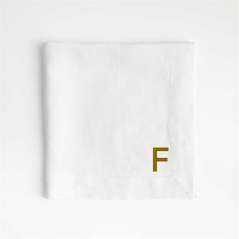 View Personalized Marin White EUROPEAN FLAX ™-Certified Linen Napkins, Set of 8 details