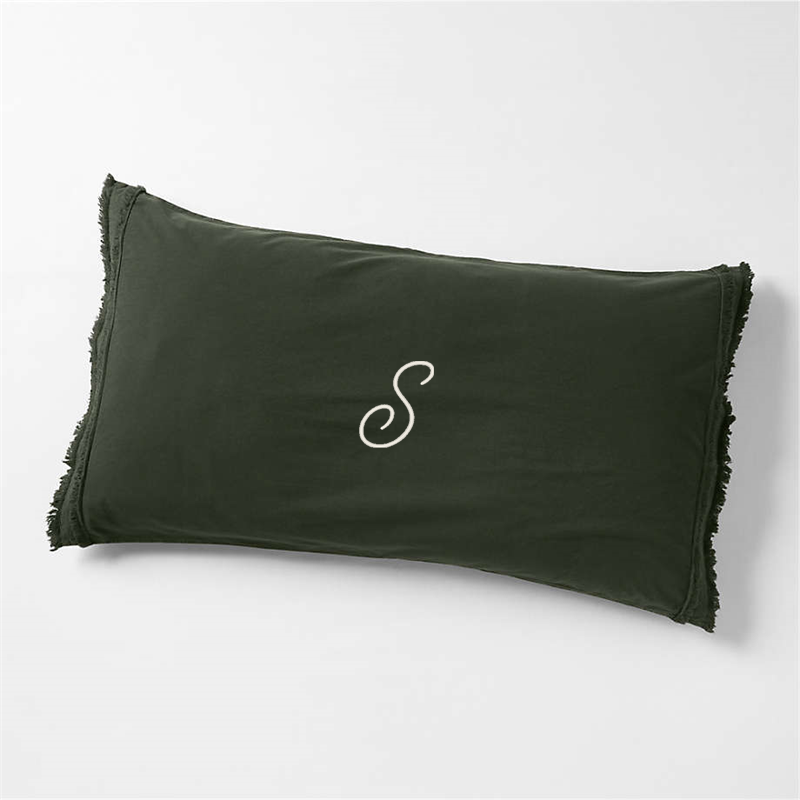 View Personalized Favorite Washed Organic Cotton Ficus Green Eyelash King Bed Pillow Sham details