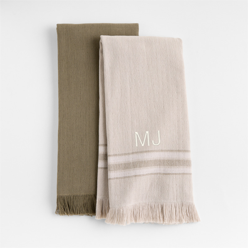 View Personalized Craft Sage Green Organic Cotton Kitchen Towels, Set of 2 details