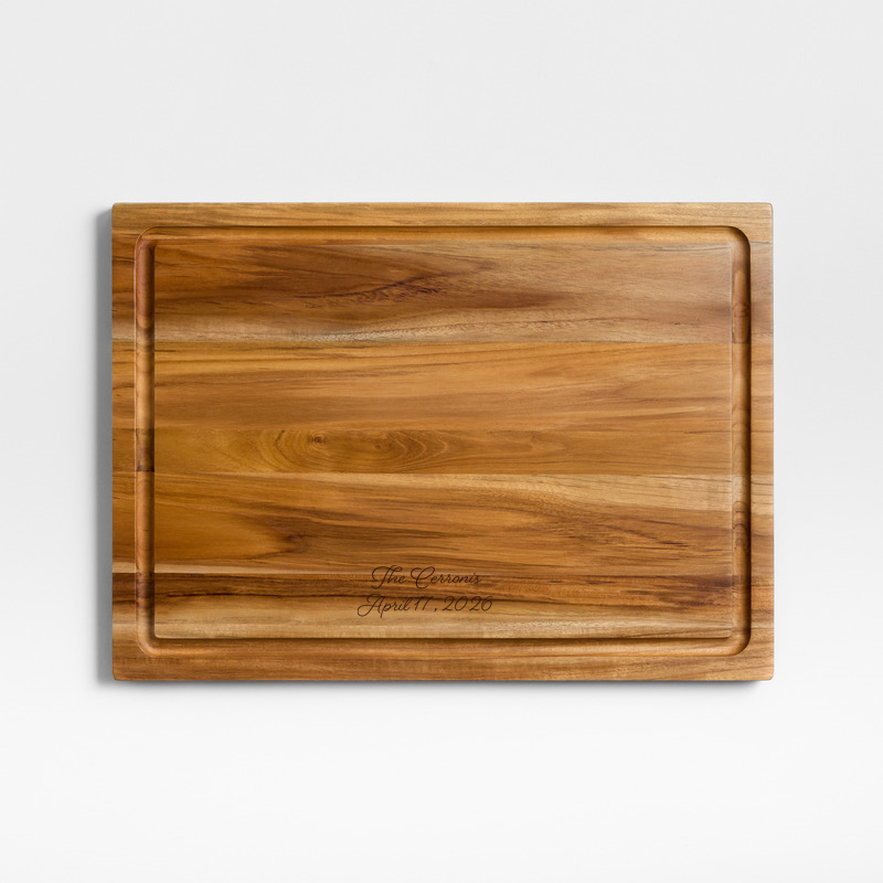 View Personalized Crate & Barrel Reversible Teak Wood Cutting Board 18"x13"x0.75" details