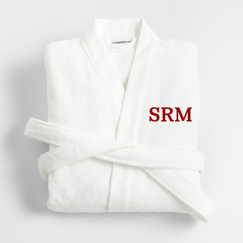 View Personalized Organic Turkish Cotton Crisp White Bath Robe S/M details