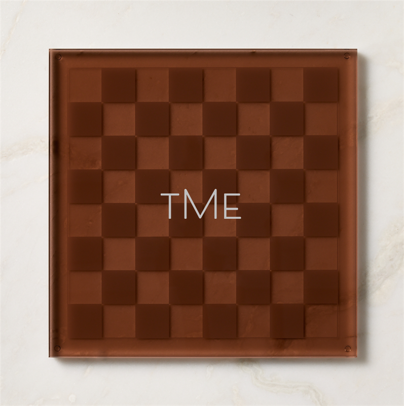 View Personalized Sienna Brown and Clear Acrylic Chess Set details