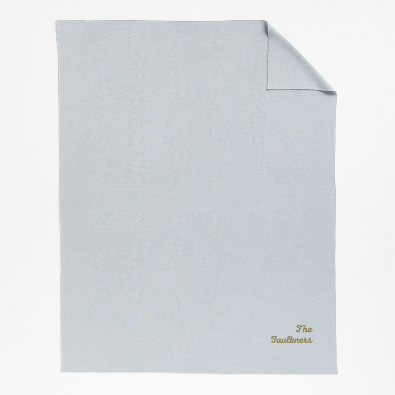 View Personalized Calda Chantilly 70"x55" Mist Blue Throw Blanket details