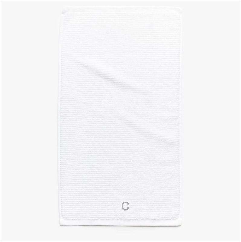 View Personalized Brooks Ribbed Organic Cotton White Hand Towel details