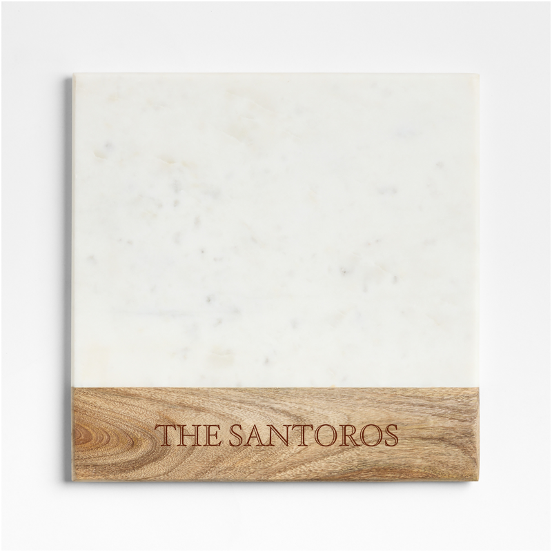 View Personalized Wood Marble Square Platter details
