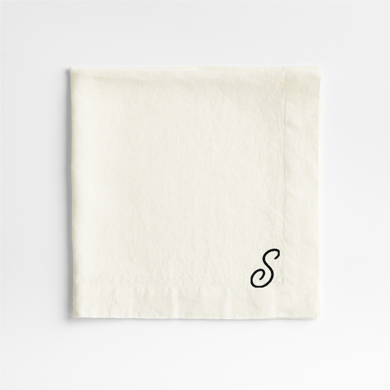 View Personalized Marin Arctic Ivory EUROPEAN FLAX ™-Certified Linen Napkin, Set of 8 details