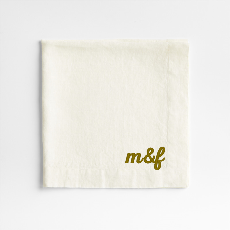 View Personalized Marin Arctic Ivory EUROPEAN FLAX ™-Certified Linen Napkin, Set of 8 details