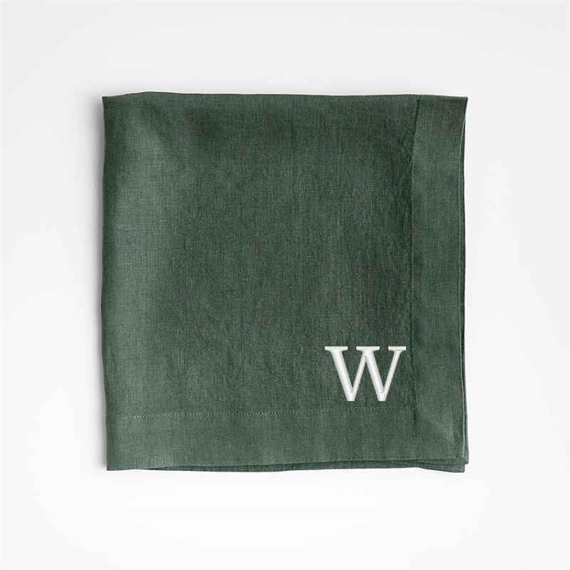 View Personalized Marin Pine Green EUROPEAN FLAX ™-Certified Linen Napkin, Set of 8 details