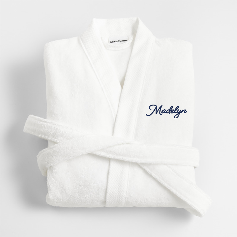 View Personalized Organic Turkish Cotton Crisp White Bath Robe S/M details
