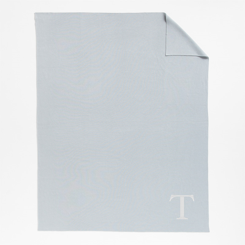 View Personalized Calda Chantilly 70"x55" Mist Blue Throw Blanket details