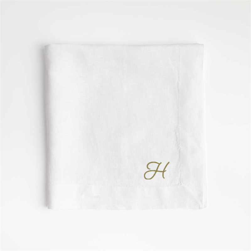 View Personalized Marin White European Linen Napkins, Set of 8 details