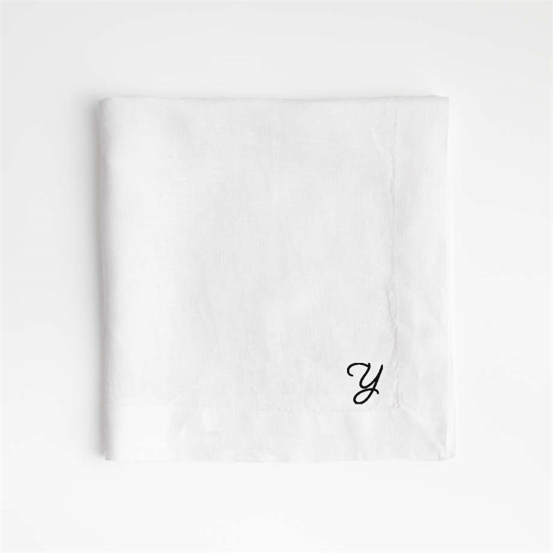 View Personalized Marin White EUROPEAN FLAX ™-Certified Linen Napkin, Set of 4 details