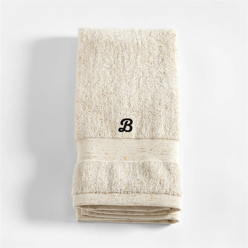 View Personalized Organic Turkish Cotton Natural Beige Fleck Hand Towel details
