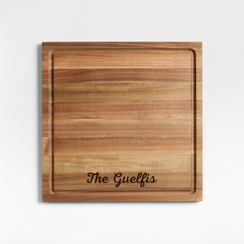 View Personalized Crate & Barrel Acacia Wood Cutting Board 16"x16"x0.75" details
