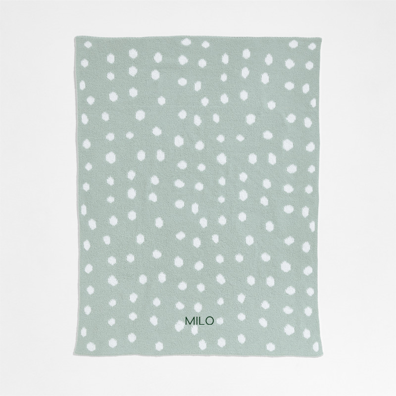 View Personalized Reversible Muted Teal Chenille Dot Baby Stroller Blanket details