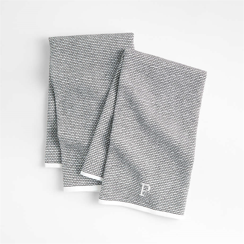 View Personalized Textured Terry Black Organic Cotton Kitchen Towels, Set of 2 details