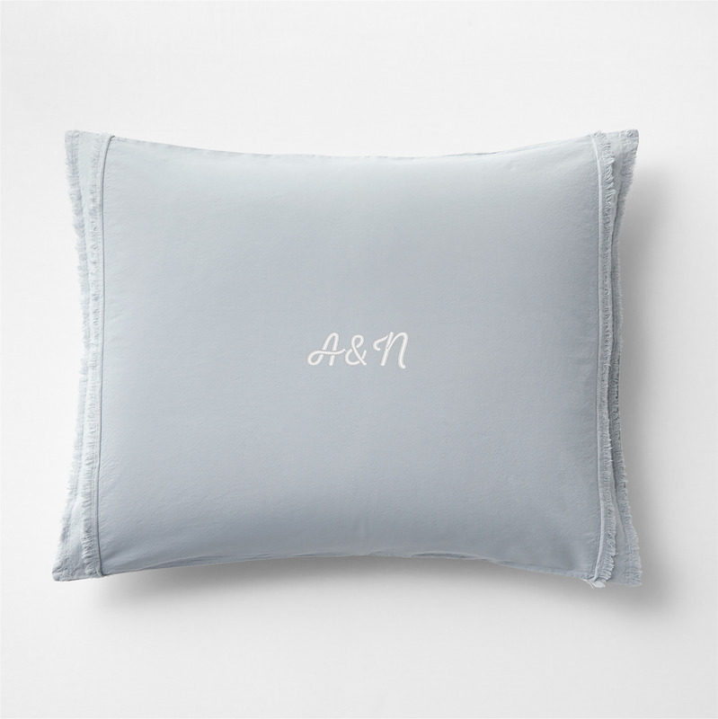 View Personalized Favorite Washed Organic Cotton Mist Blue Eyelash Standard Bed Pillow Sham details
