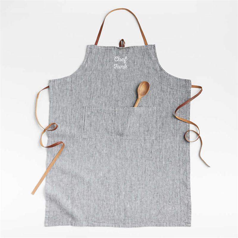 View Personalized Chambray Organic Cotton Apron with Pocket details
