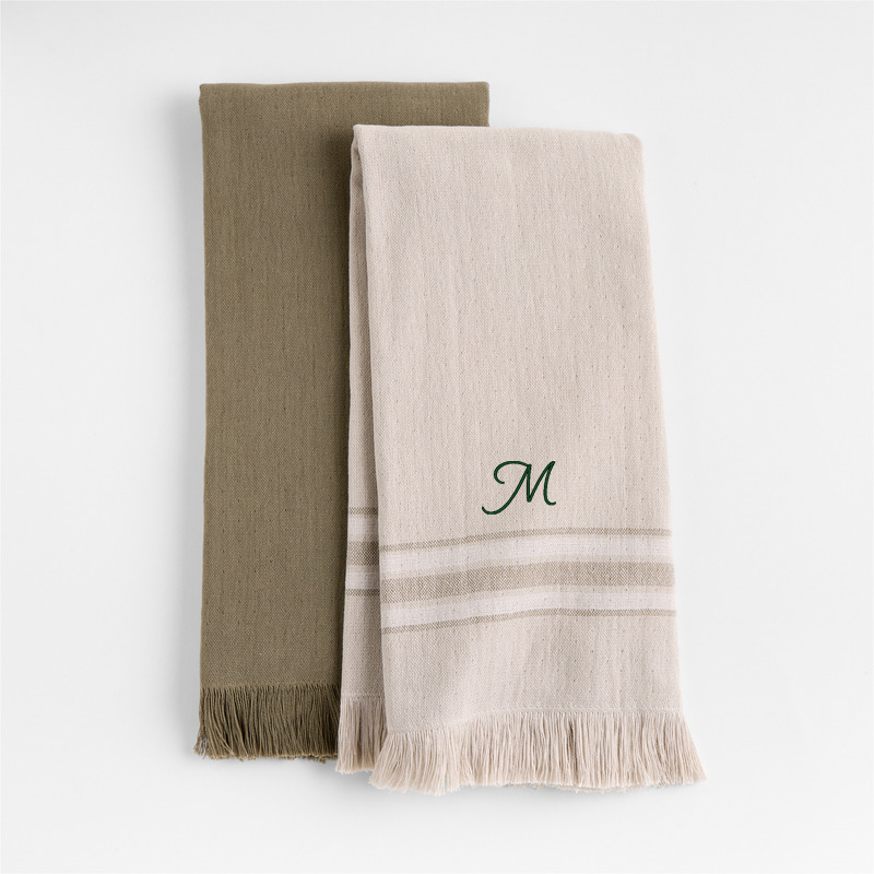 View Personalized Craft Sage Green Organic Cotton Dish Towels, Set of 2 details