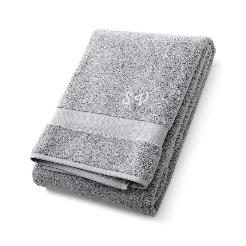 View Personalized Organic Turkish Cotton Grey Bath Sheet details