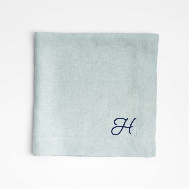 View Personalized Marin Quiet Blue EUROPEAN FLAX ™-Certified Linen Napkin, Set of 4 details