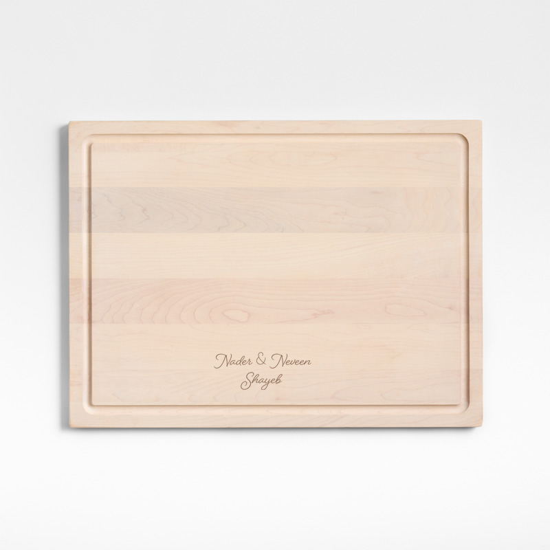 View Personalized Crate & Barrel Reversible Maple Wood Cutting Board 20"x15"x0.75" details