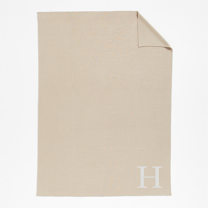 View Personalized Calda Chantilly 70"x55" Warm Sand Beige Throw Blanket details