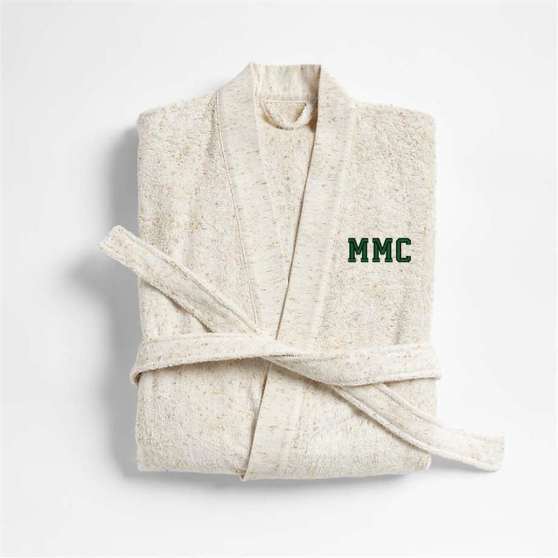 View Personalized Organic Large/Extra-Large Turkish Natural Beige Fleck Bathrobe details