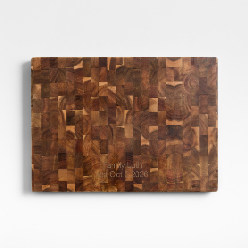 View Personalized Crate & Barrel Rectangular Acacia End-Grain Cutting Board details