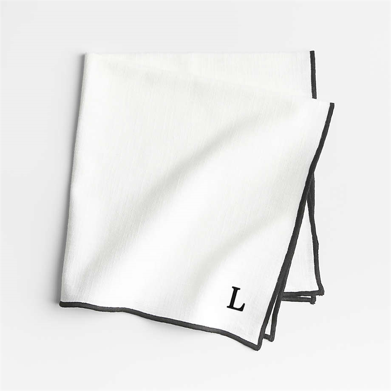 View Personalized Merrow Stitch Crisp White Organic Cotton Napkin, Set of 8 details