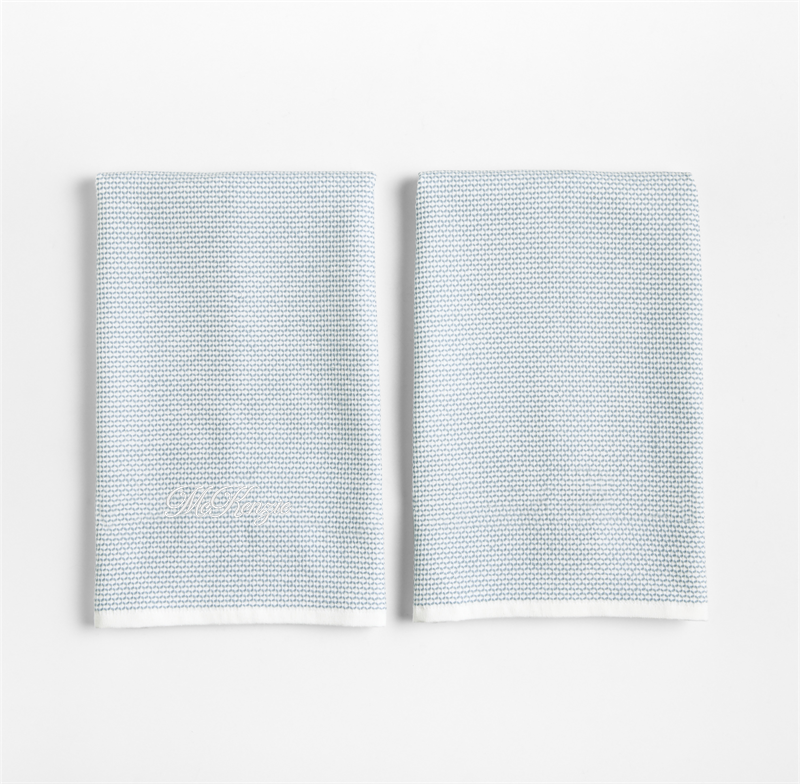 View Personalized Textured Terry Harbor Blue Organic Cotton Kitchen Dish Towels, Set of 2 details