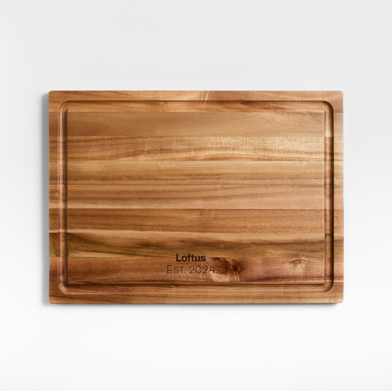 View Personalized Crate & Barrel Acacia Wood Cutting Board 18"x13"x0.75" details