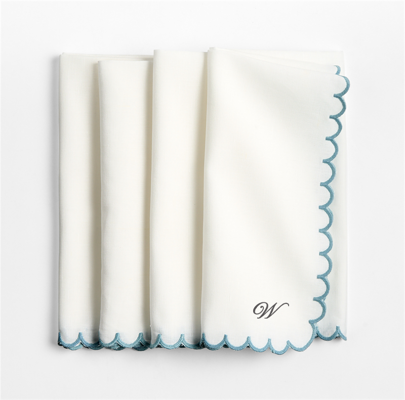 View Personalized Mini Scallop Napkins, Set of 4 details