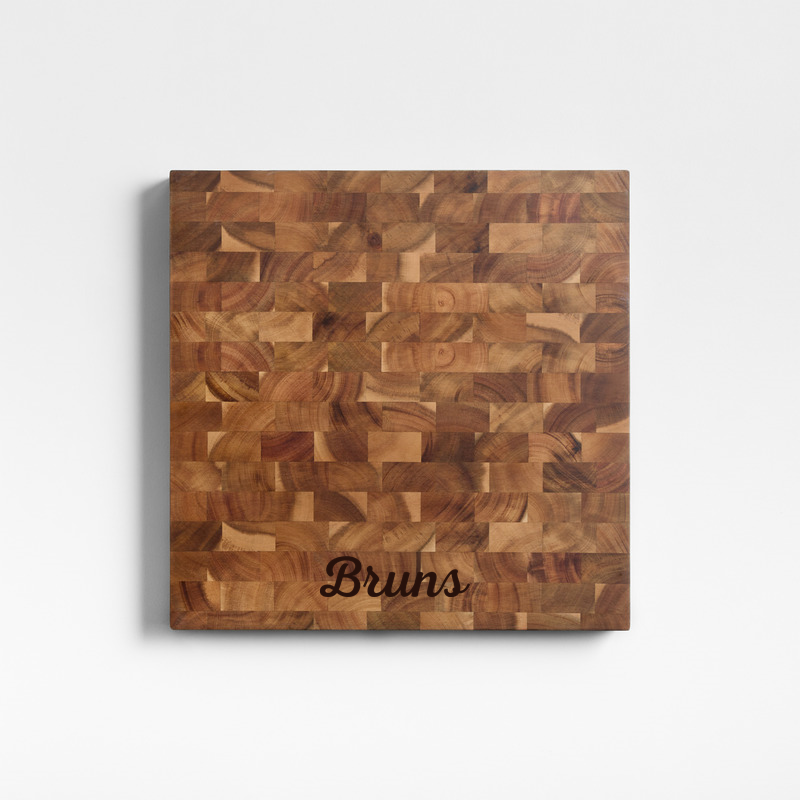 View Personalized Crate & Barrel Square Acacia End-Grain Cutting Board details