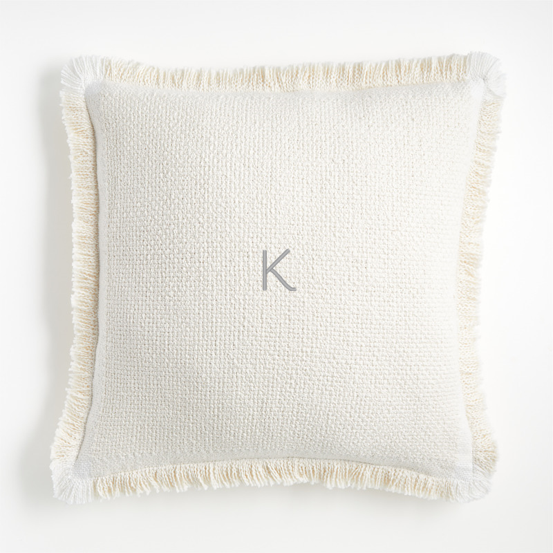 View Personalized Weekend Arctic Ivory Organic Cotton 23x23 Throw Pillow with Feather Insert details