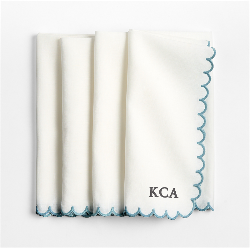 View Personalized Mini Scallop Napkins, Set of 4 details