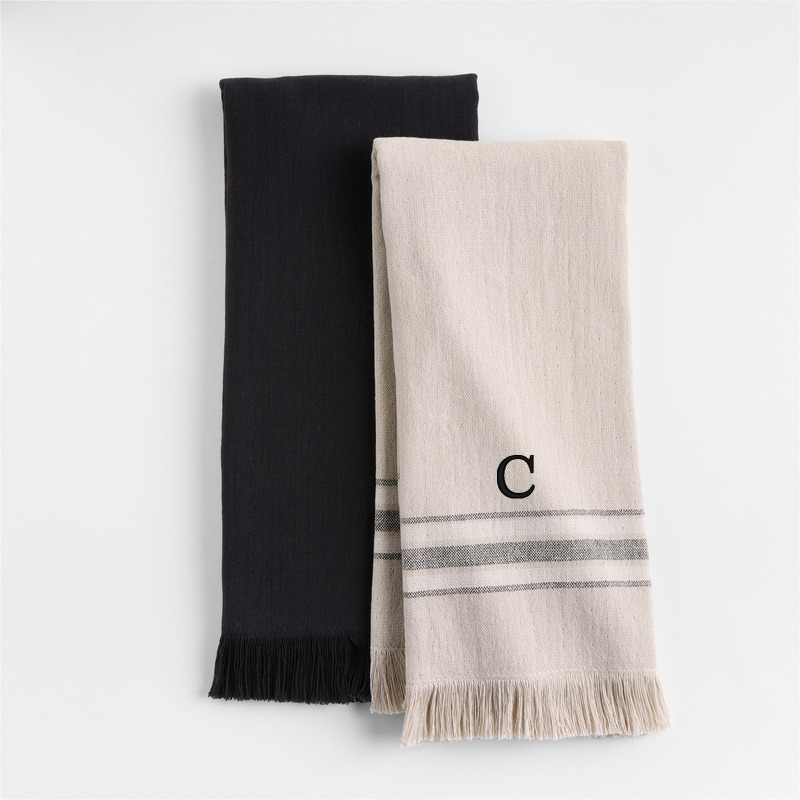View Personalized Craft Ink Black Organic Cotton Dish Towels, Set of 2 details