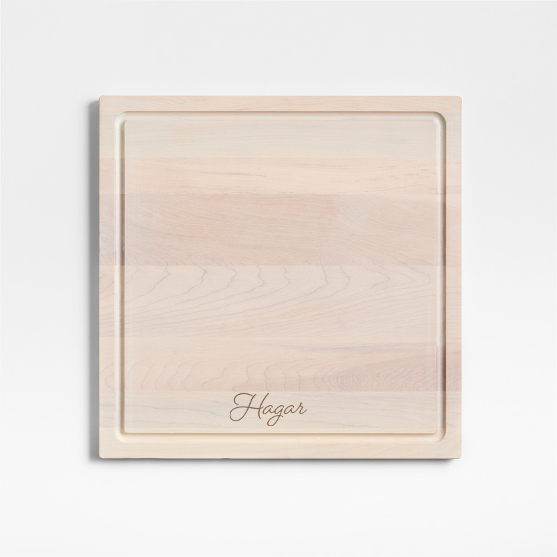 View Personalized Crate & Barrel Reversible Maple Wood Cutting Board 16"x16"x0.75" details