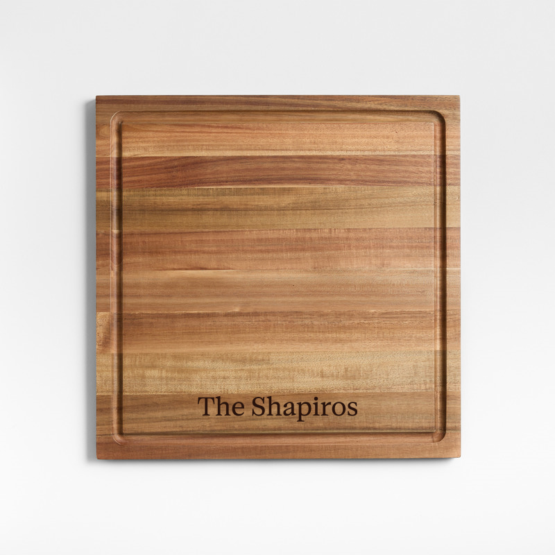 View Personalized Crate & Barrel Acacia Wood Cutting Board 16"x16"x0.75" details